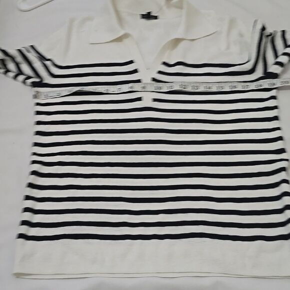 Talbots Black and White Button Down sweater with Polo Collar and Long Sleeves M - Picture 5 of 8